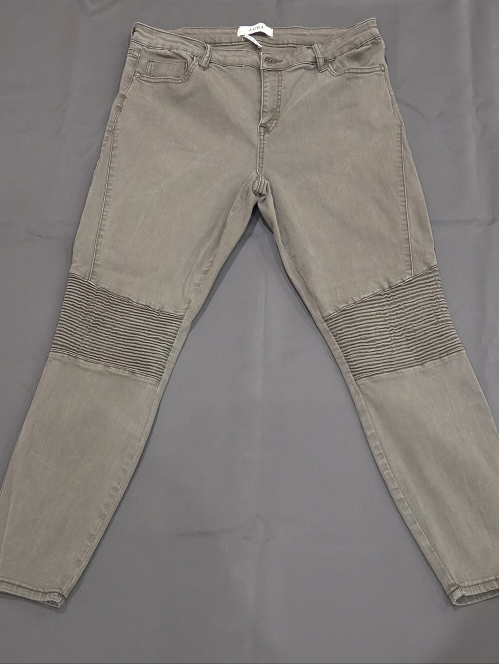 Pistola Audrey Moto Skinny Jeans Olive Green Biker Size 32
